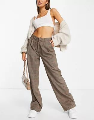 Cotton:On oversized check pants in brown | ASOS (Global)