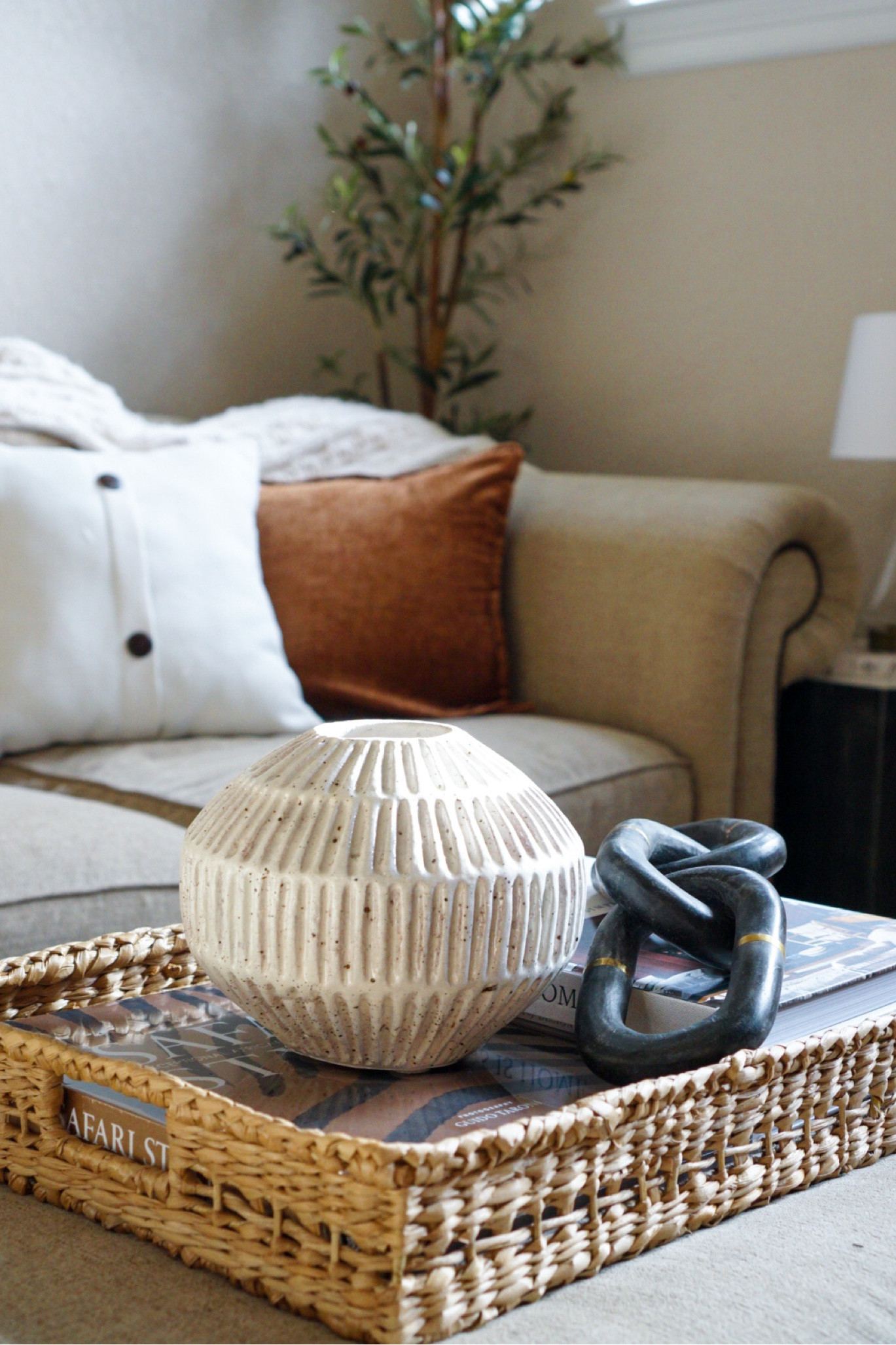 Target home decor, living room decor, ceramic vase only $25, woven tray also from Target

#LTKstyletip #LTKhome #LTKunder50