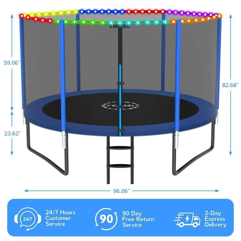 YORIN Trampoline for 2-3 Kids, 8FT 10FT 14FT 12FT Trampoline for Adults with Enclosure Net, Ladde... | Walmart (US)