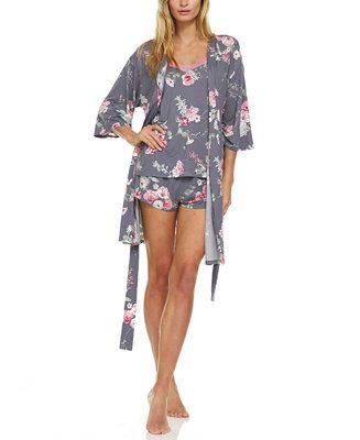 Patricia 3-Pc. Robe, Cami & Tap Shorts Travel Sleep Set | Macys (US)