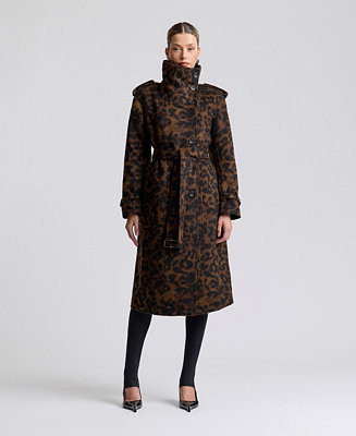 Women's Leopard Wool Trench Coat | Macy's