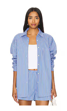 Solid & Striped The Jancy Blouse in French Navy Stripe from Revolve.com | Revolve Clothing (Global)