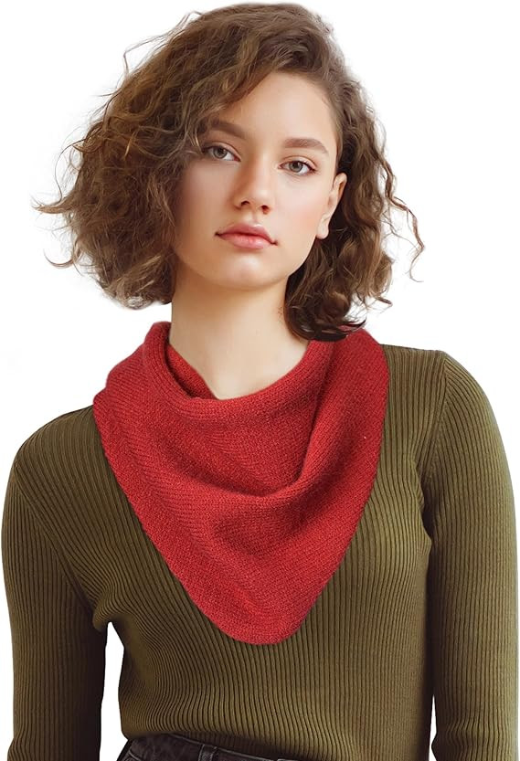 Pure Color Triangle Scarf for Women - Winter Knitted Versatile Scarves Warm Bandanas | Amazon (US)