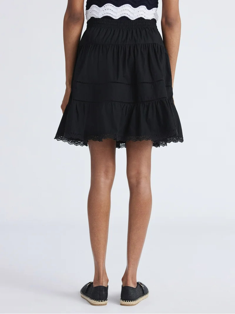 Free Assembly Women's Tiered Cotton Eyelet Mini Skirt, Sizes XS-XXL - Walmart.com | Walmart (US)