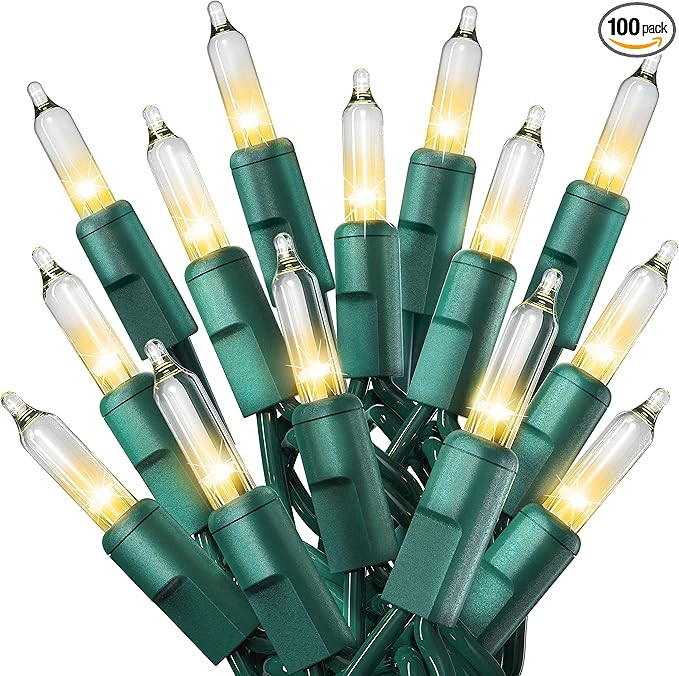 PREXTEX 100 Count Clear Christmas Tree Lights with Green Wire - 20 ft Warm White Twinkle Lights f... | Amazon (US)
