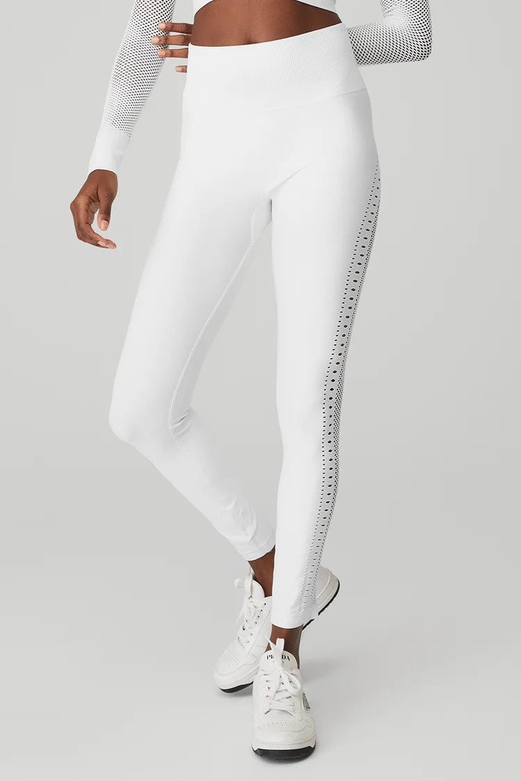 Seamless High-Waist 7/8 Open Air Legging - White | Alo Yoga