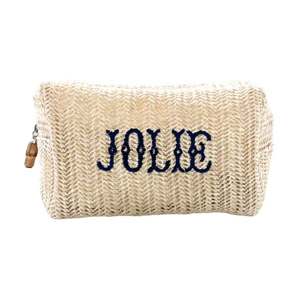 Embroidered TRVL Straw Pouch | Sprinkled With Pink