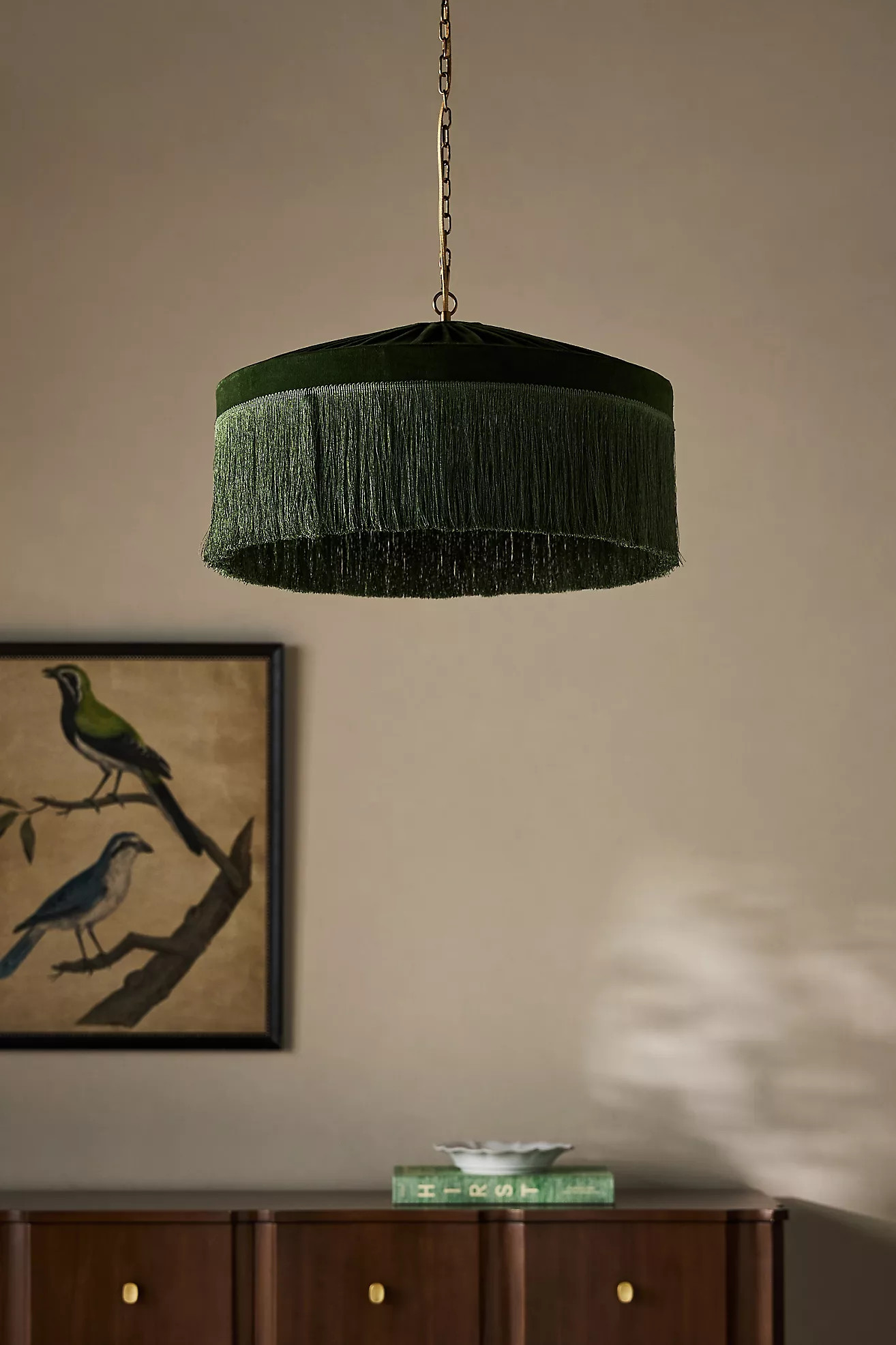 Sinclair Tassel-Fringed Velvet Pendant | Anthropologie (US)