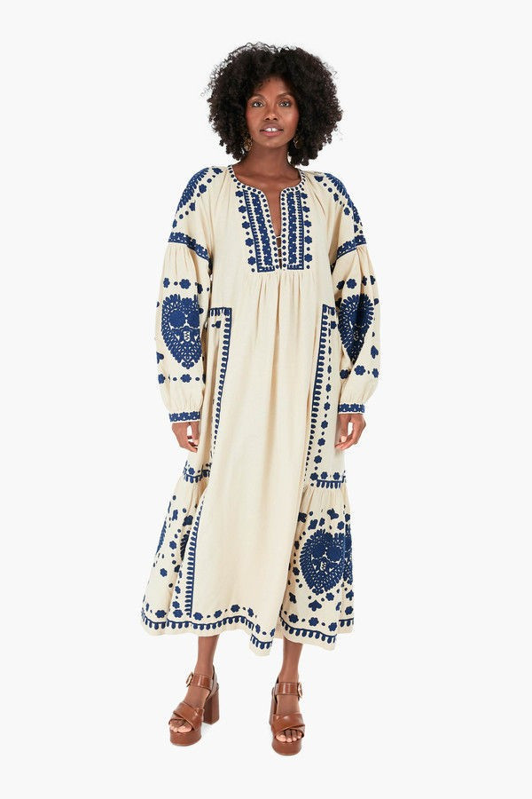 Cream Holly Soutache Longsleeve Dress | Tuckernuck (US)