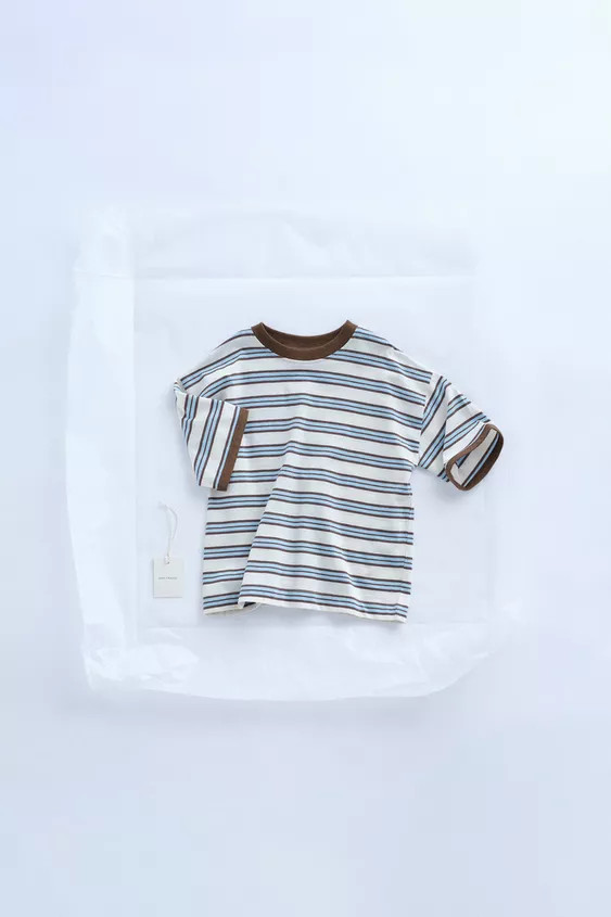 TIMELESZ - CONTRAST TRIM STRIPED T-SHIRT | Zara US