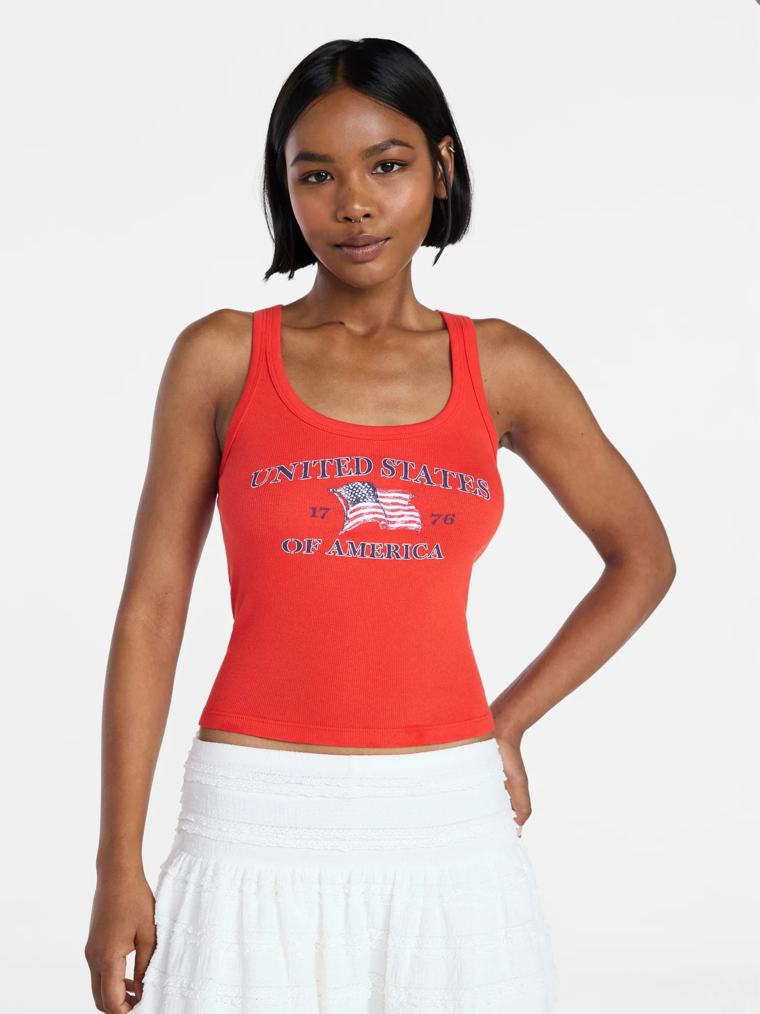 No Boundaries Americana Graphic Tank Top, Women's XXS-XXL | Walmart (US)