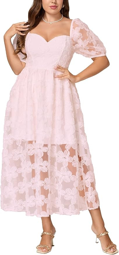 Women's Cocktail Formal Guest Dresse 3D Lace Sweetheart Neckline A Line Maxi Dresses | Amazon (US)