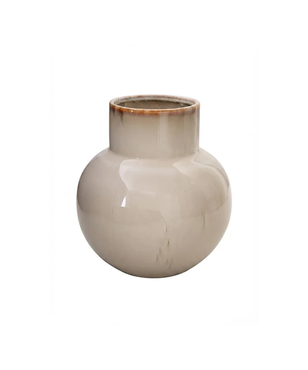Asahi Cream Ceramic Vase, Glazed Round Vase, Modern Table Centerpiece for Floral Arrangements, Li... | Wayfair North America