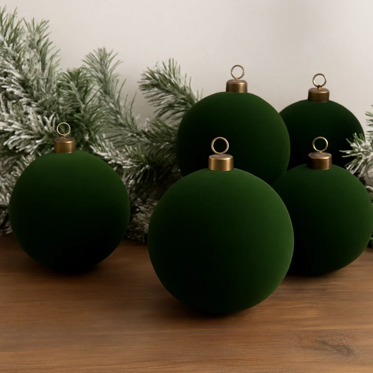 10 Count Green Flocked Ornaments, 4.3. in, by My Texas House | Walmart (US)
