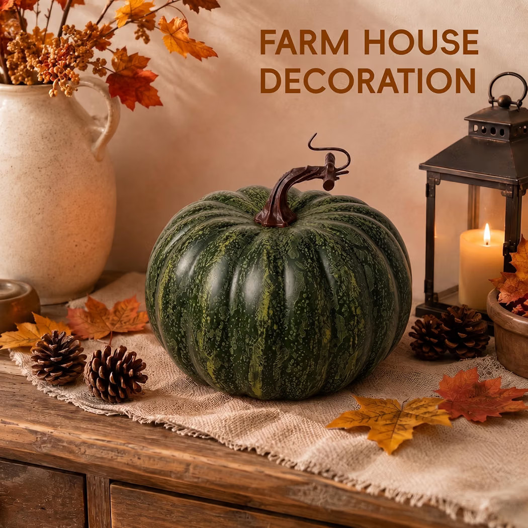 6.5 Inch Green Artificial Foam Pumpkins for Fall Home Decorations | Amazon (US)