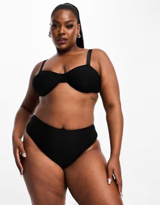 Reclaimed Vintage Plus bikini co-ord in black broderie | ASOS (Global)