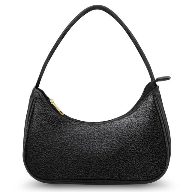 TSV Shoulder Bag for Women, Small Leather Handbag with Zipper Closure, Black | Walmart (US)