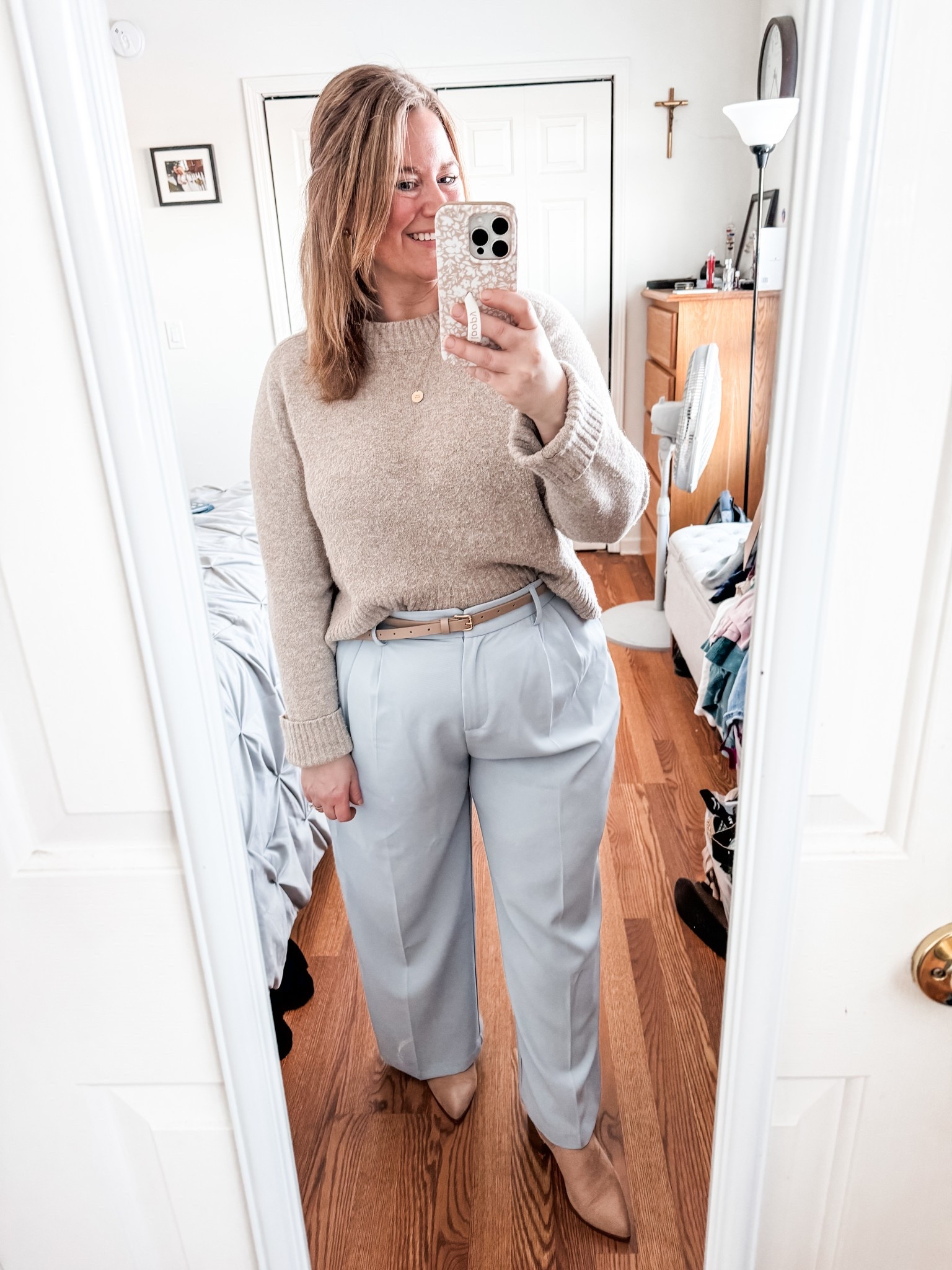 I love these trousers! Wearing a XL short.  Sweater is older but linked similar 

#LTKMidsize #LTKWorkwear #LTKPetite