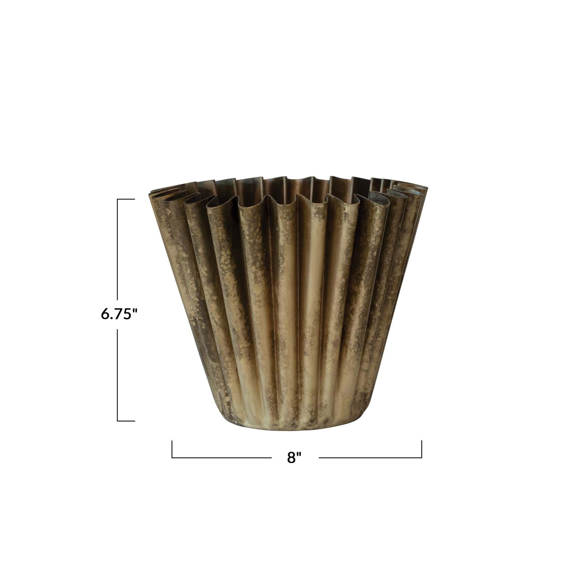 Creative Co-Op Pleated Metal Vase, Antique Brass Finish | Amazon (US)