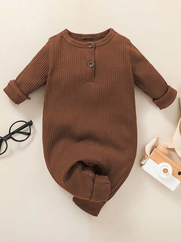 Baby Unisex Half Button Jumpsuit | SHEIN