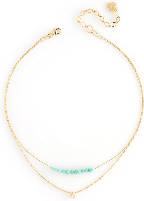 Double Layer Yellow Tone Brass Dainty Necklace Set - Choice of Colors | Amazon (US)