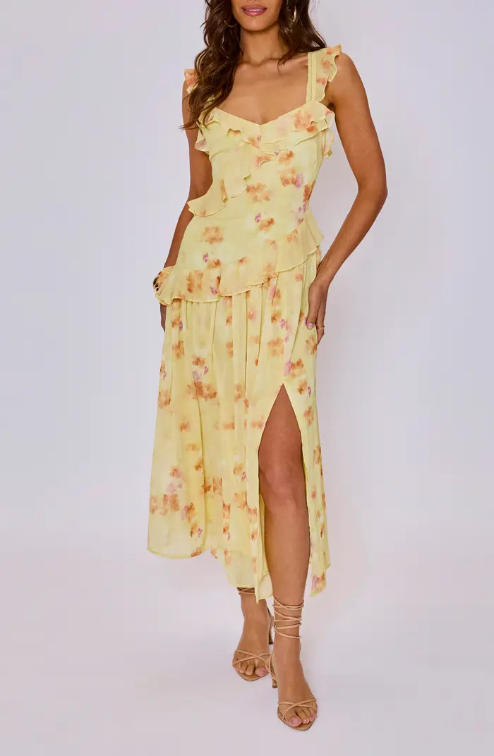 Esme Floral Ruffle Detail Midi Dress | Nordstrom