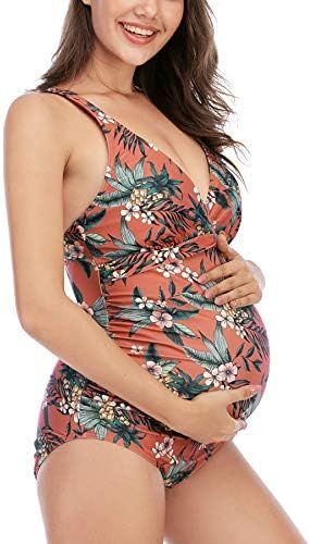 EastElegant Maternity Floral Swimsuits One Piece Bathing Suits V-Neck Pregnancy Swimwear Bikini | Amazon (US)