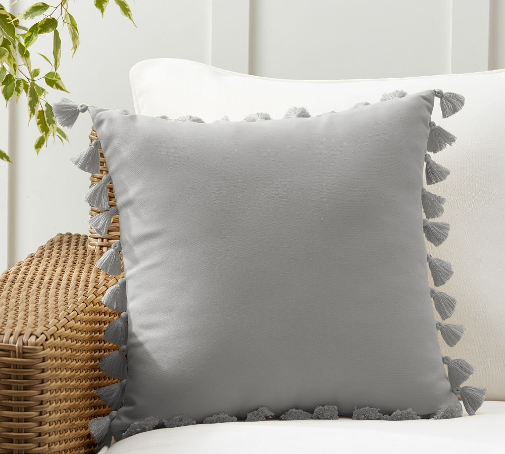 Tassel Trim Indoor/Outdoor Pillows | Pottery Barn (US)