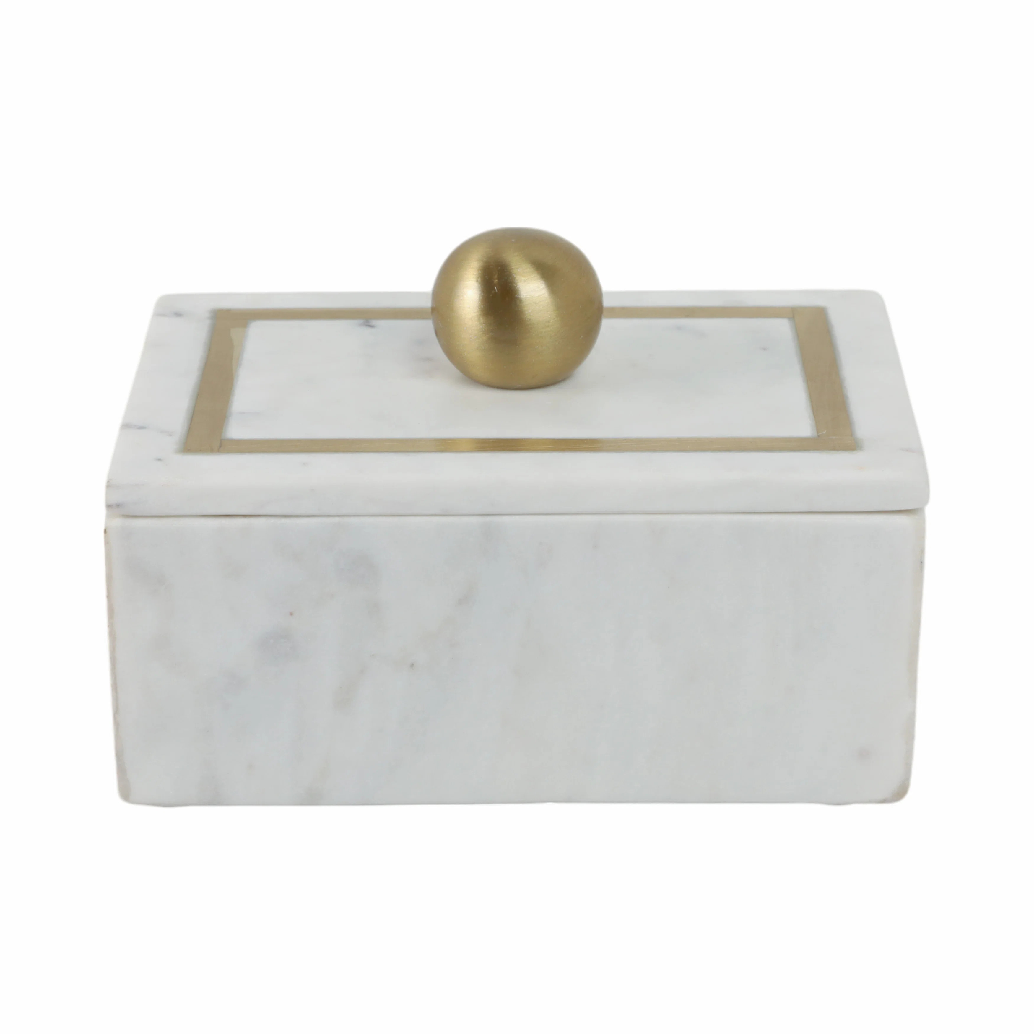 Scarbrough Decorative Box Marble Stone Metal Brass Modern Storage Container with Removable Lid Co... | Wayfair North America
