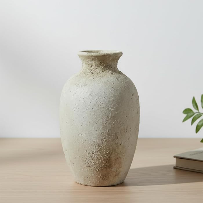 Ceramic Flower Vase Home Decor \u2013 8.3 Inches Pottery Rustic Farmhouse Bottle Vase for Table C... | Amazon (US)