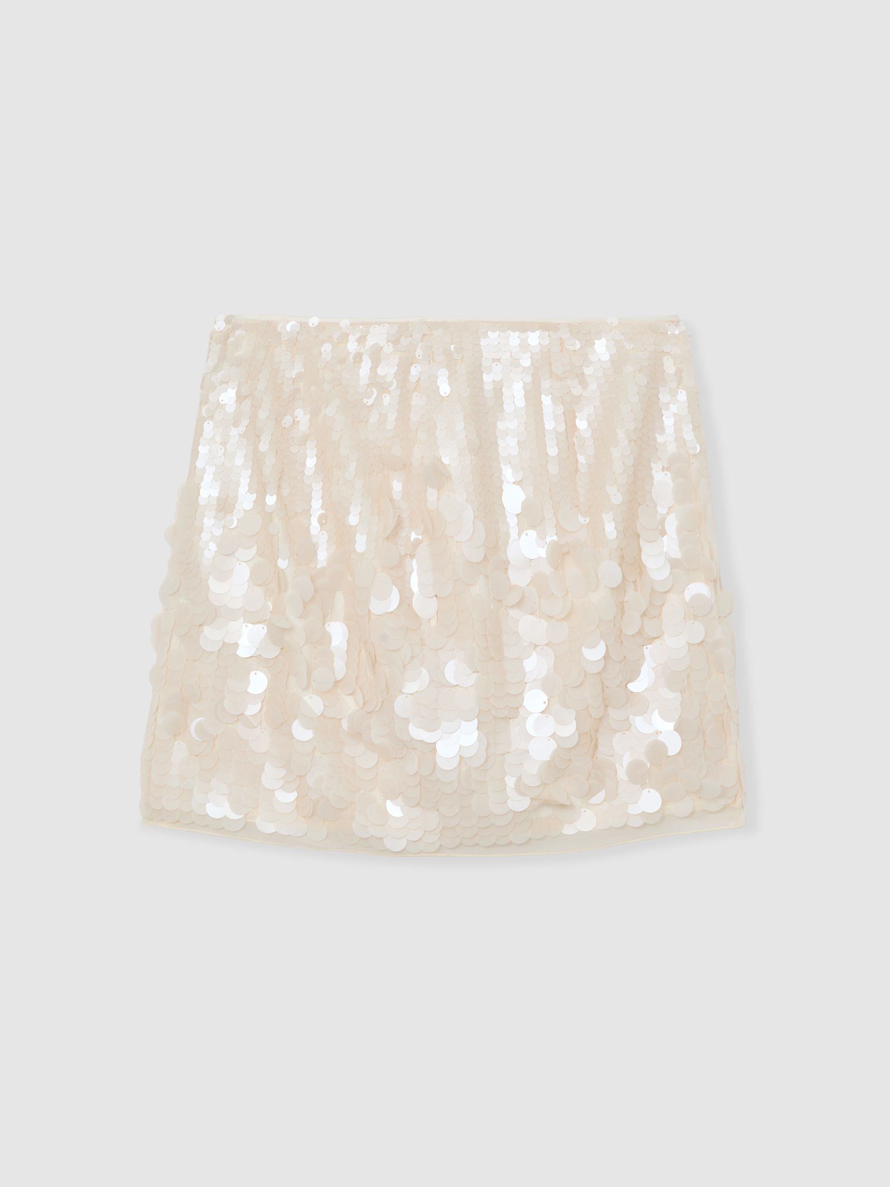 Reiss Sequin Mini Skirt in Cream - REISS | Reiss UK