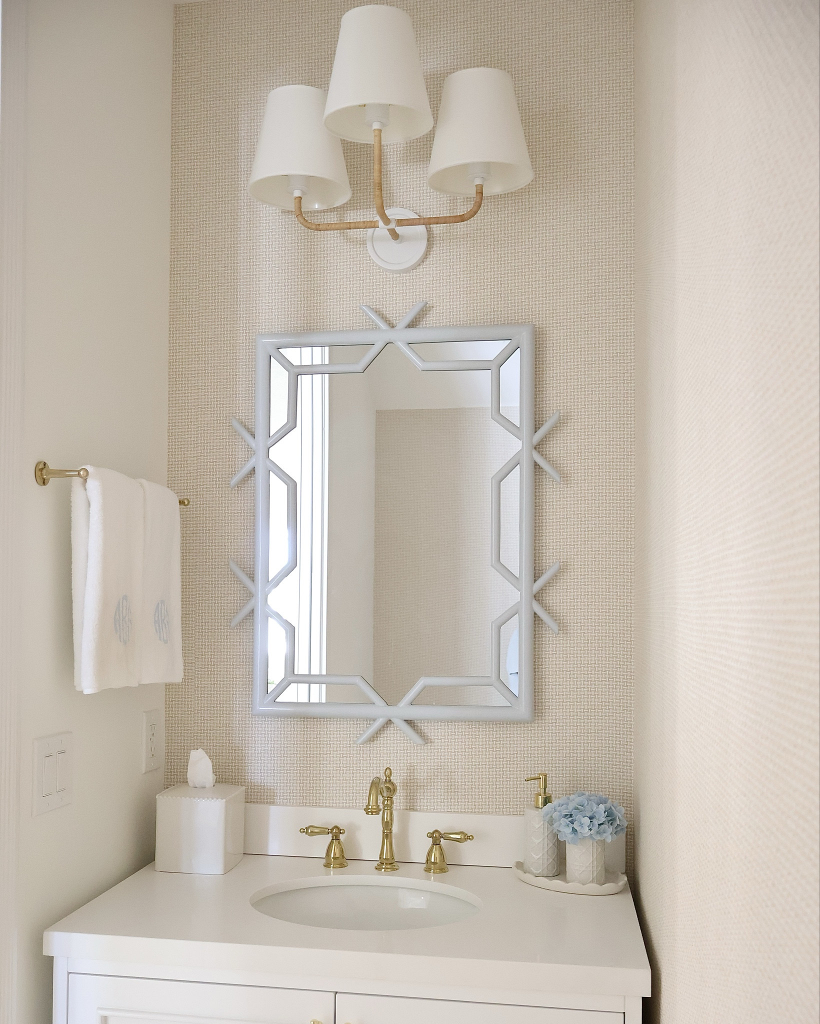 Excited to share our fresh new powder bathroom makeover 🫧 ✨ We went for that classic coastal vibe - added a new vanity, upgraded the lighting, and brought in some charm with this woven wallpaper. 

Bathroom Renovation, Coastal Bathroom, Classic Coastal Style, Before and After, Home Inspo, Serena and Lily Style, Coastal Home, Bathroom Makeoverr

#LTKSaleAlert #LTKStyleTip #LTKHome