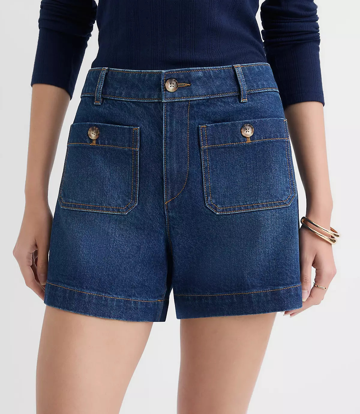 Petite Palmer Denim Shorts in Vintage Mid Wash | LOFT