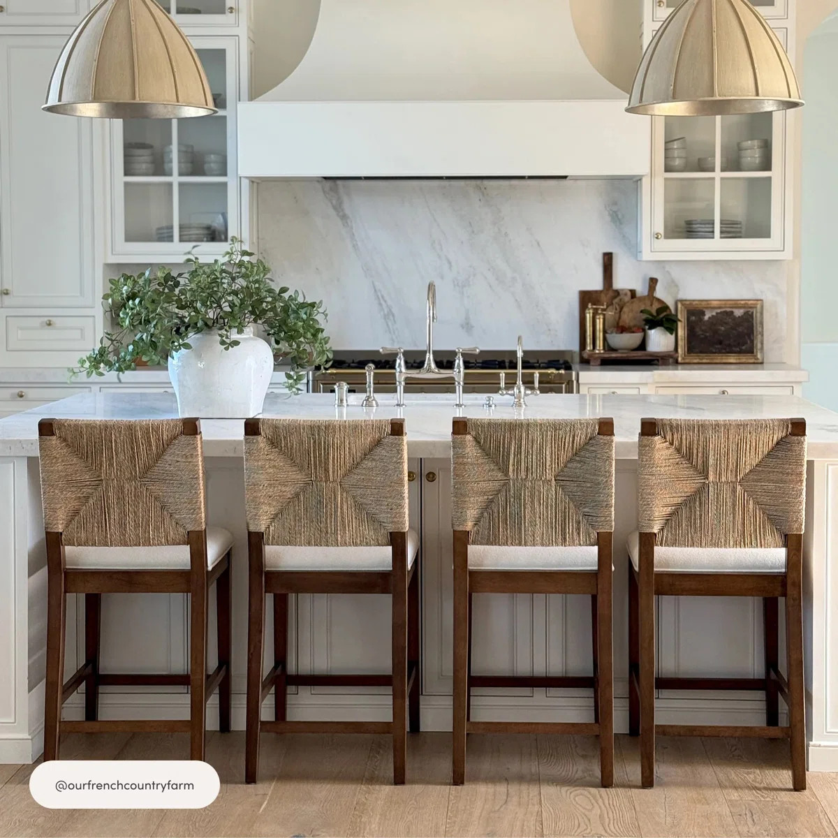 Seagrass Upholstered Bar Stool with Solid Wood Frame, 4-Pack | Wayfair North America