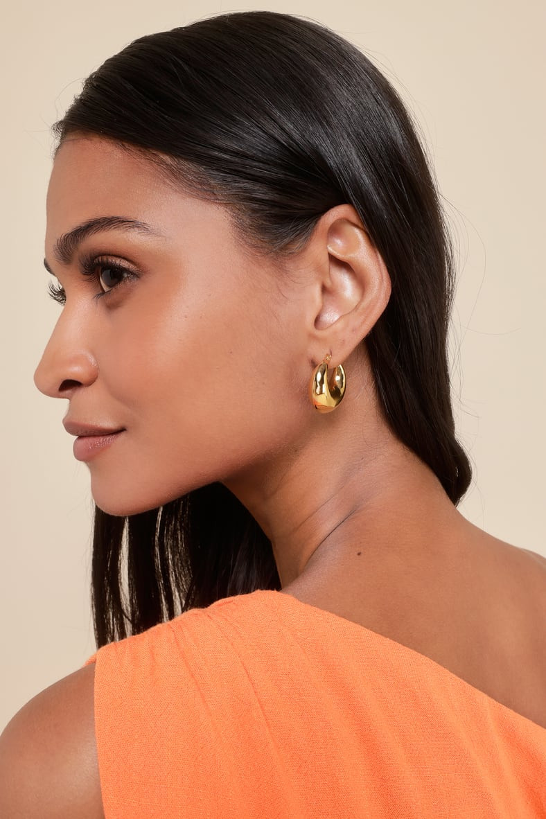 Timeless Darling Gold Puffy Hoop Earrings | Lulus