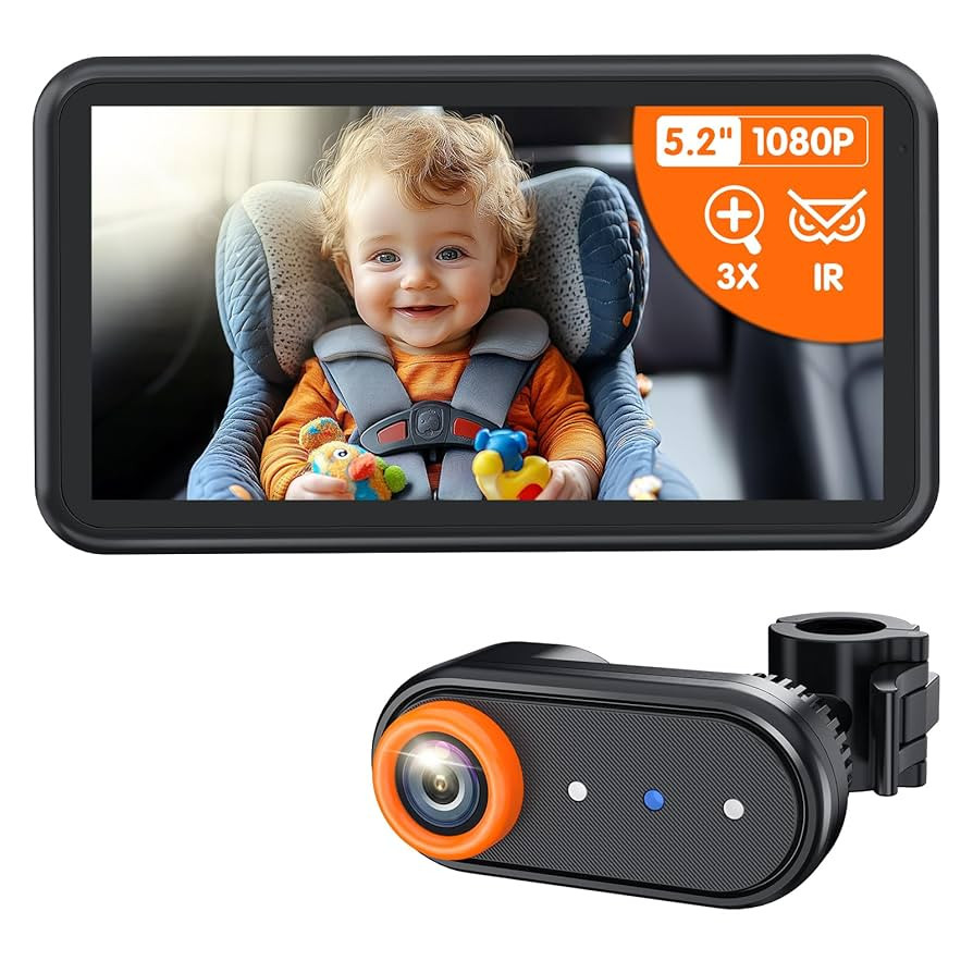 BM2A Baby Car Camera, 3X Zoom & 5.2" 1080P Display for Rear-Facing Car Seats, IR Night Vision, Ea... | Amazon (US)