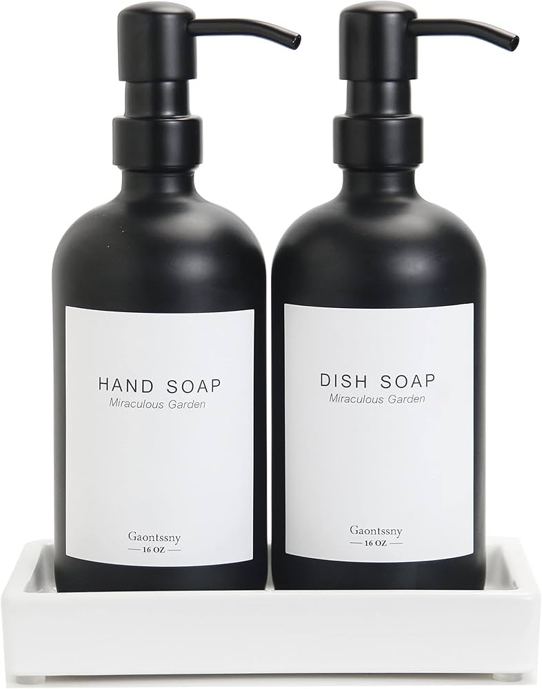 Glass Soap Dispenser with Pump and Ceramics Tray | Vintage Soap Dispenser Bathroom and Kitchen Se... | Amazon (CA)