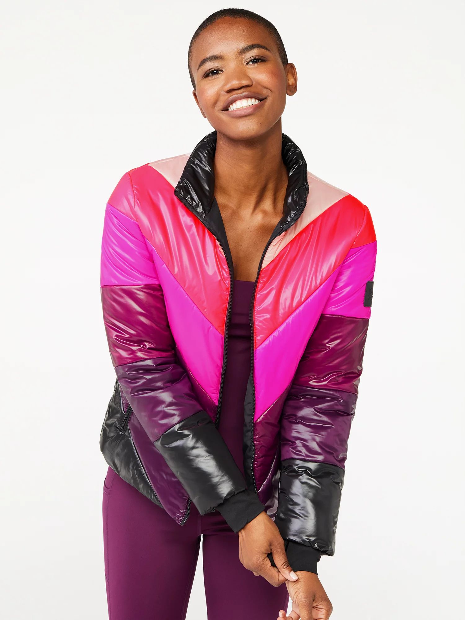 Love & Sports Women's Quilted Chevron Puffer Jacket | Walmart (US)