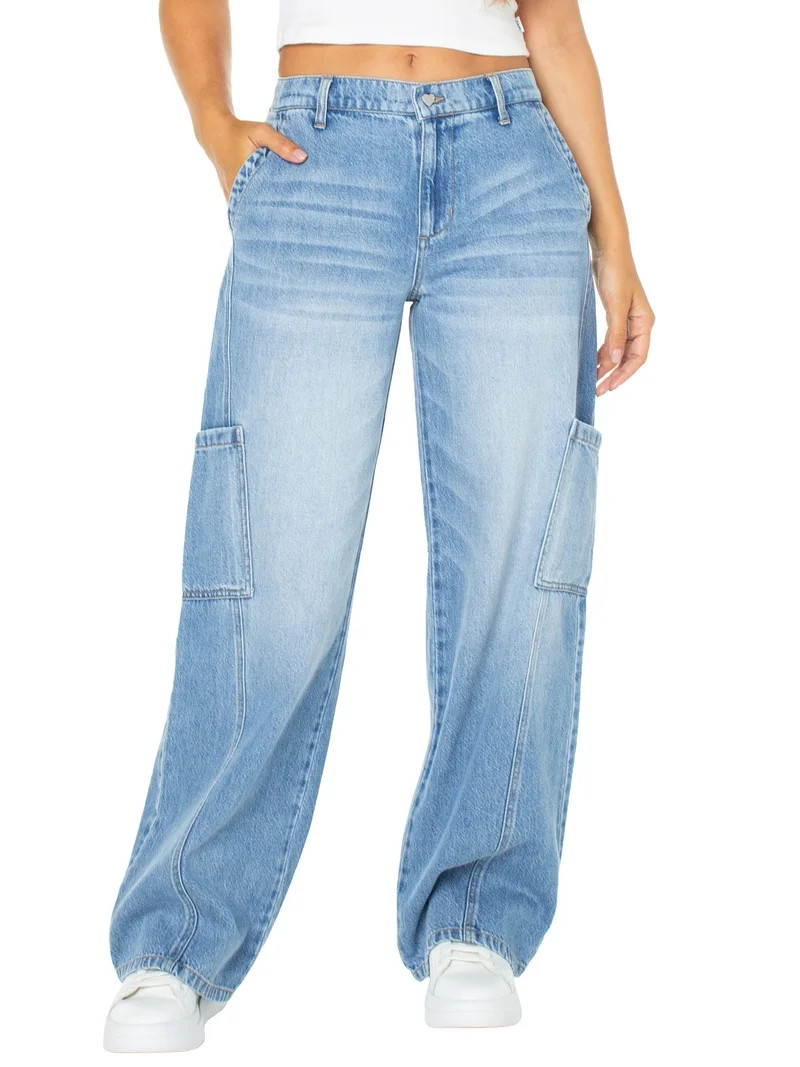 Celebrity Pink Women's and Women's Plus Cargo Wide Leg Jeans, Sizes XS-4X | Walmart (US)