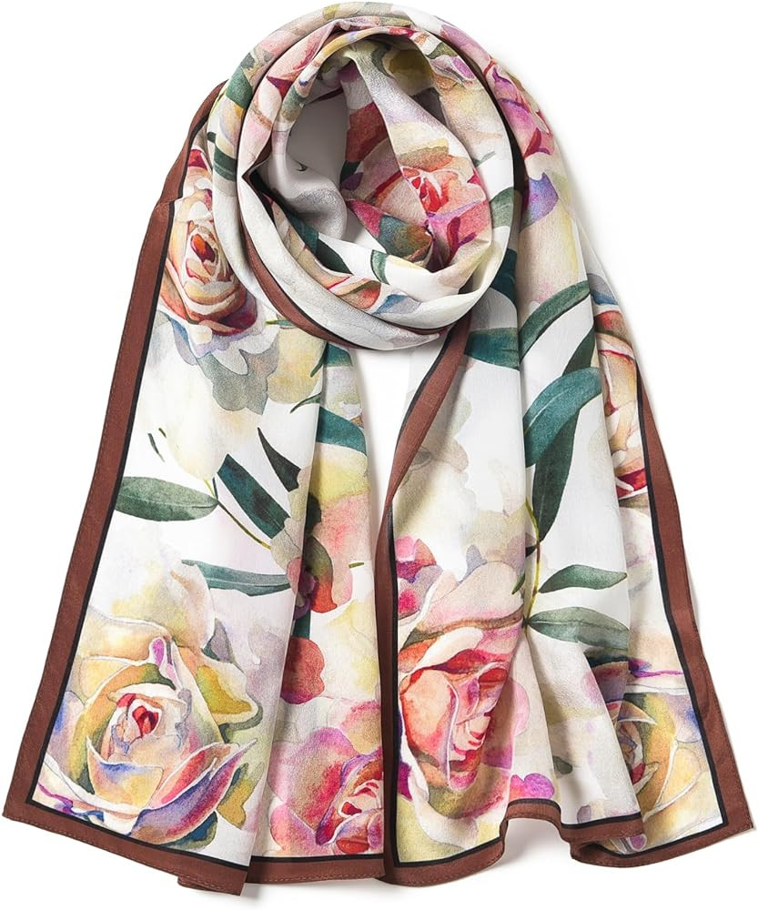 100% Mulberry Silk Women's 55”*14” Long Scarf Headscarf and Neck Scarf - Rectangular Hair Tow... | Amazon (US)