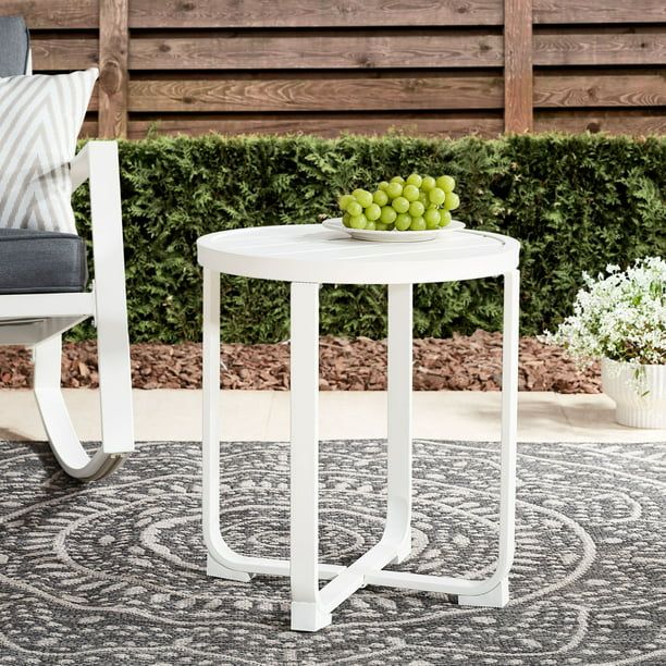Mainstays Asher Springs Outdoor Steel Side Table- White | Walmart (US)