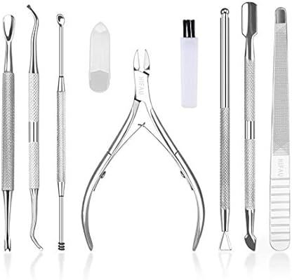 HIFAU 8PCS Premium Cuticle Nippers Pusher Manicure Tools Set, Professional Ingrown Toenail File, ... | Amazon (US)