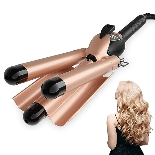 Hair Waver, 3 Barrel Curling Iron for Beachy Waves, Hair Crimper with Long-Lasting Styling, 3 Inc... | Amazon (US)