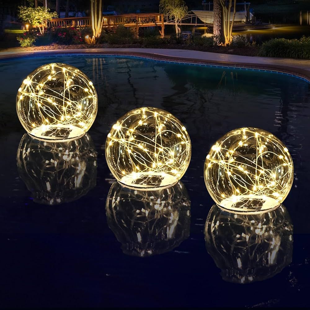 Floating Pool Lights Solar Powered, Glow in The Dark Warm White Solar Globe Pool Lights That Floa... | Amazon (US)