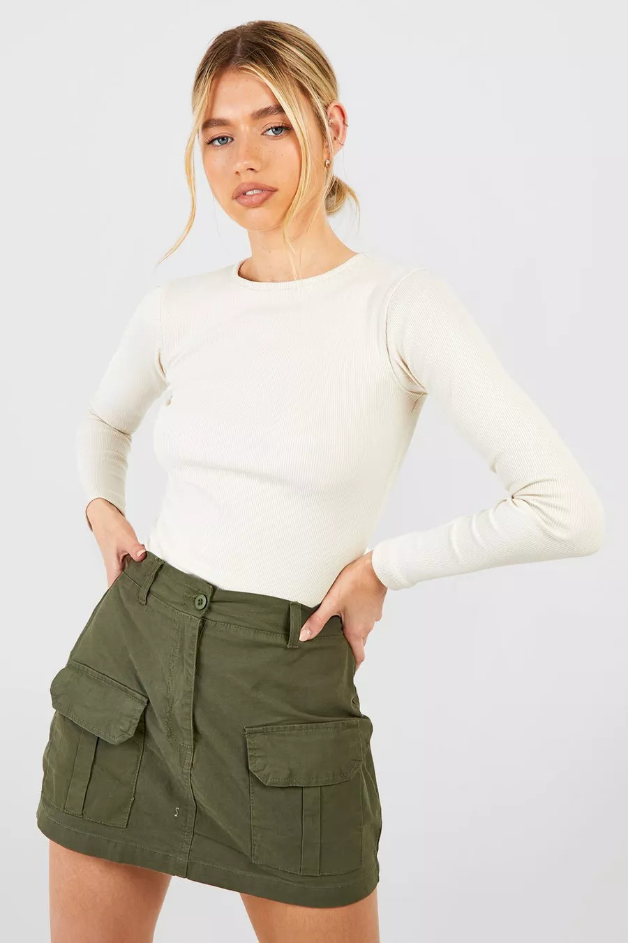 Basic Rib Crew Neck Long Sleeve Bodysuit | boohoo (US & Canada)