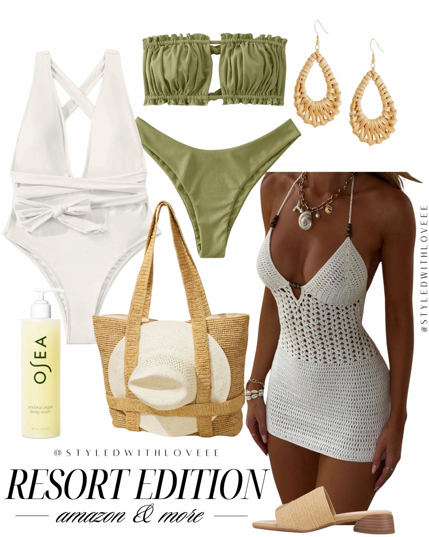 Resort neutrals I’ll never stop loving.
This white one-piece is super flattering (love the bow detail), and the crochet cover-up is such a vibe over any suit.
The olive bikini is from Amazon — under $30 and actually fits well!

 

 #LTKootd #LTKSwim #LTKTravel