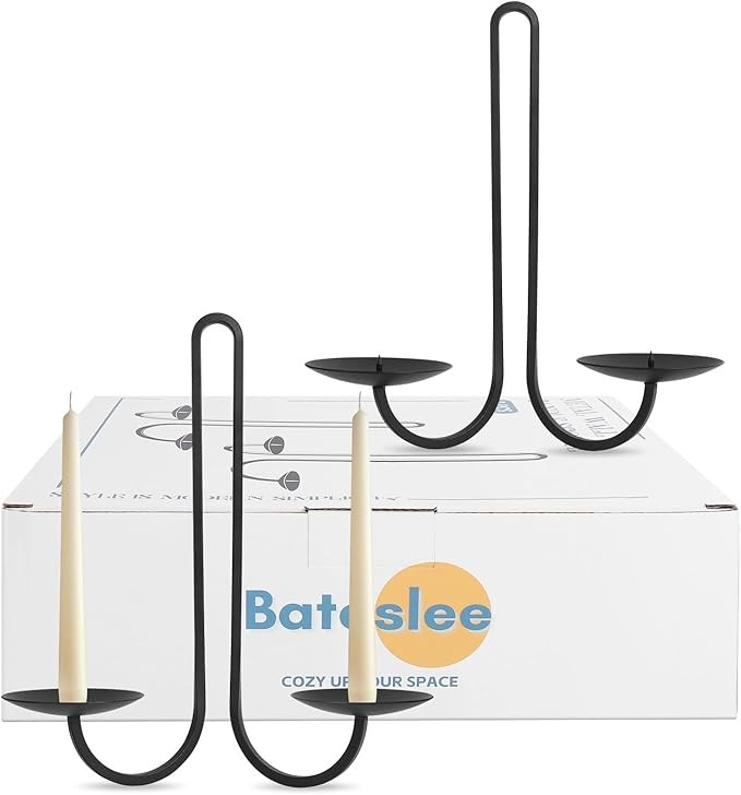 Libra Style Wall Candle Holder Set of 2, Wrought Iron Candle Sconces, Black Hanging Candle Holder... | Amazon (US)