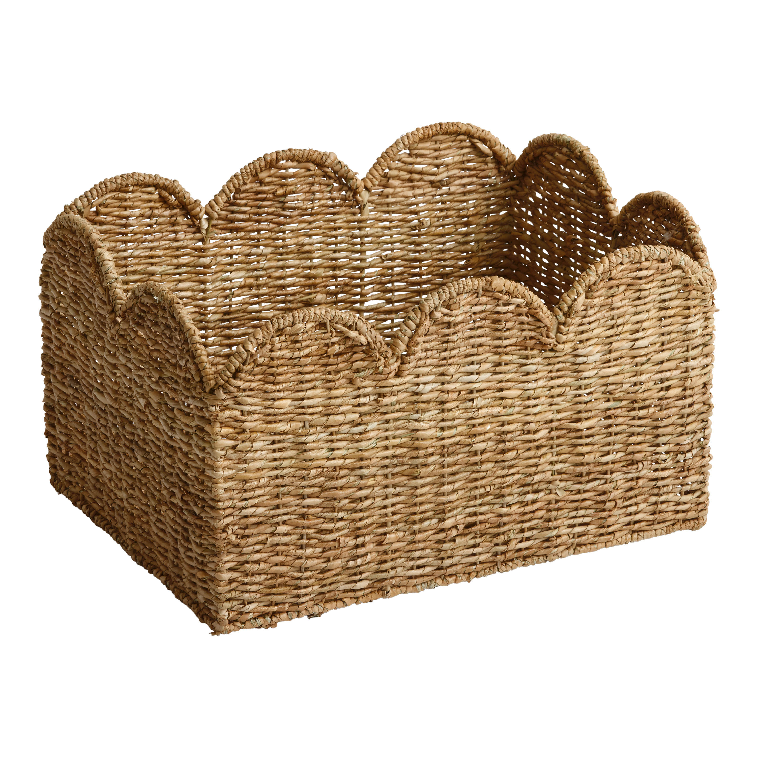 Daisy Natural Seagrass Scalloped Utility Basket | World Market