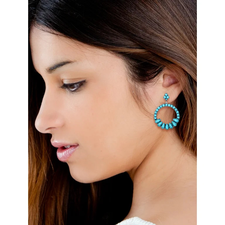 Jessica Simpson Faux Turquoise Stone Circle Drop Earring | Walmart (US)