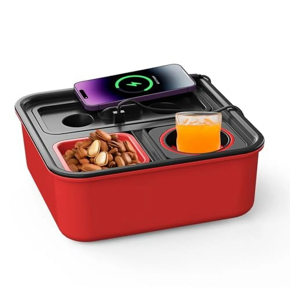 Couch Tray with Wireless Charging, Couch Cup Holder Tray Sofa Caddy with Self Balancing Cup Holde... | Walmart (US)